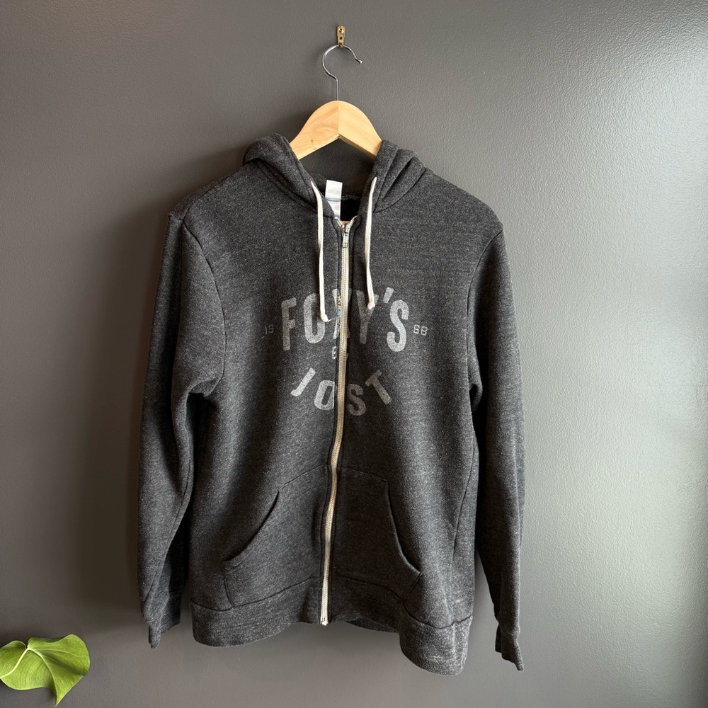 Bella Cavas Unisex  Foxy BVI Logo Full Zip Up Dark Gray Hoodie Size Large